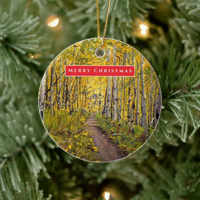 Schöne Landschaftliche Aspen Tree Grove Keramik Ornament (Baum)