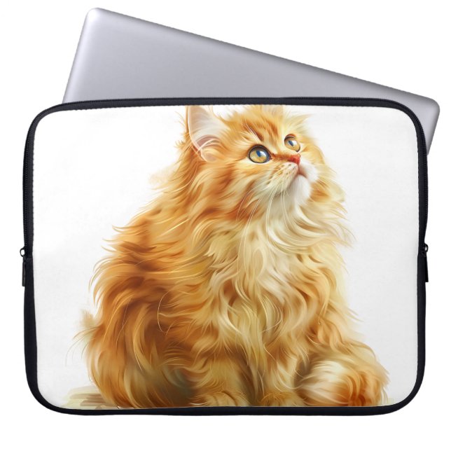 SCHÖNE LANGE HAIRED ORANGE TABBY CAT LAPTOPSCHUTZHÜLLE (Vorderseite)