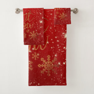 Schöne Lass-es-schneien-auf-glitzerndem-Christmas- Badhandtuch Set