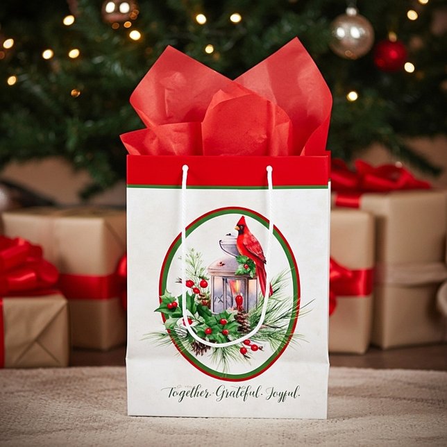 Schöne Laterne mit Heiligen und Kardinal Weihnacht Mittlere Geschenktüte (Von Creator hochgeladen)