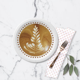 Schöne Latte Floral Leaf Art Tree Pappteller