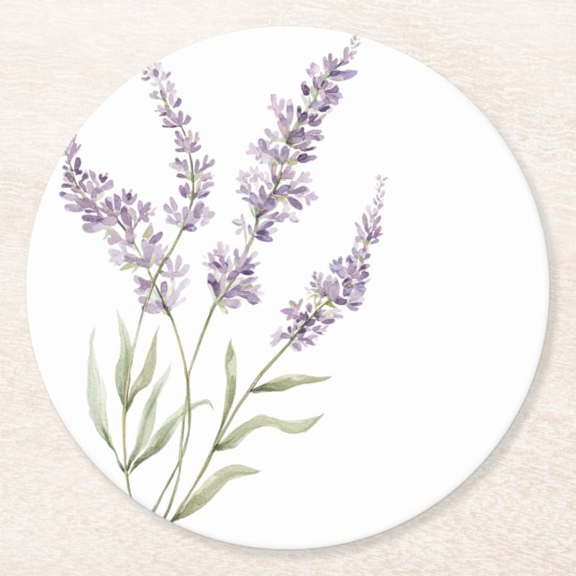 Schöne Lavendel-Blumen Geburtstag Runder Pappuntersetzer (Vorderseite)