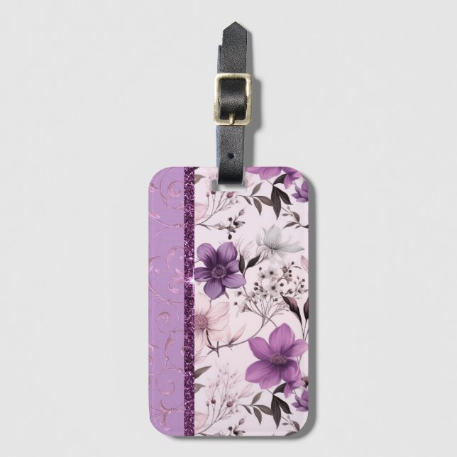 Schöne Lavendel und rosa Blütenpracht Gepäckanhänger (Vorderseite Vertikal)