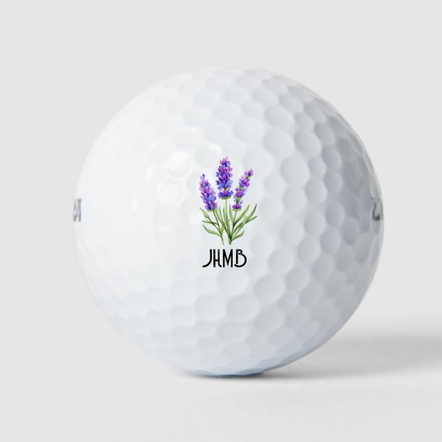 Schöne Lavendelgarten-Blumen-Monogramm-Kunst Golfball (Vorderseite)