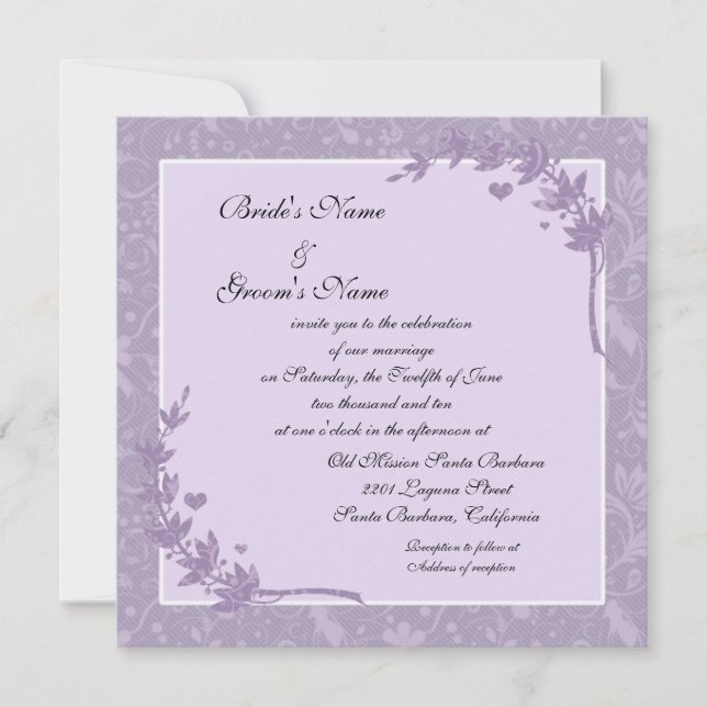Schöne Lavender Floral Wedding Einladungen (Vorderseite)