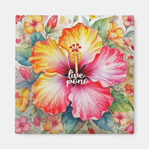 Schöne lebendige LIVE PONO Hibiskus-Blumen-Dekorat Magnet