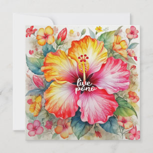 Schöne lebendige LIVE PONO Hibiskusblüten-Dekorati Karte