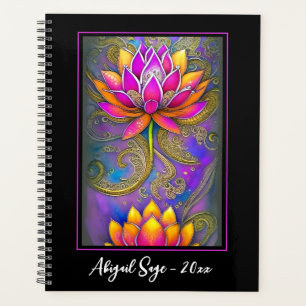 Schöne, lebhafte Rosa Verzierte Lotus-Blume Planer