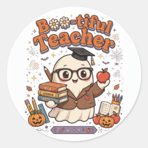 Schöne Lehrer-Halloween-Shirt Süße Geister Lehreri Runder Aufkleber