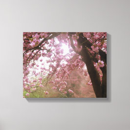 Schöne Leinwand mit rosa Baumblüten.