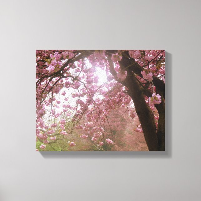 Schöne Leinwand mit rosa Baumblüten. (Vorderseite)