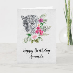 Schöne Leopardenkopf-Porträt in Aquarell Karte