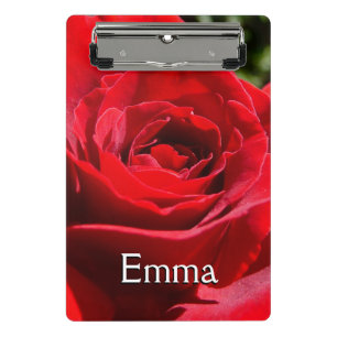 Schöne, leuchtend rote Rosenblume Mini Klemmbrett
