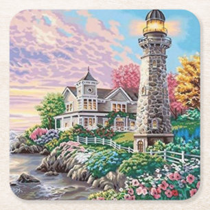 Schöne Leuchtturm-Hütte Rechteckiger Pappuntersetzer