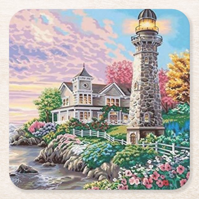 Schöne Leuchtturm-Hütte Rechteckiger Pappuntersetzer (Vorderseite)