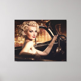 Schöne Leute reformieren Frau in Cabrio Leinwanddruck