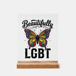 Schöne LGBT Schmetterling Vintage Pride Shirt_1 Acrylschild
