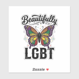 Schöne LGBT Schmetterling Vintage Pride Shirt_1 Aufkleber