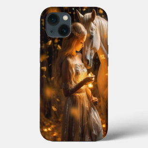 Schöne Lichter Fantasy Mädchen Pferd iPhone 13 Hülle