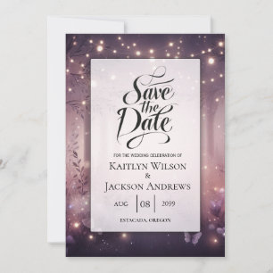 Schöne Lichter in Woodland glühende Hochzeit Save The Date