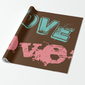 Schöne LIEBE BROWN PINK GRÜNES Wrapping Paper Geschenkpapier