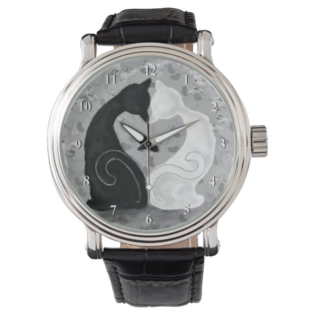 Schöne Liebe Cat Couple Watch Geschenk Armbanduhr (Vorderseite)