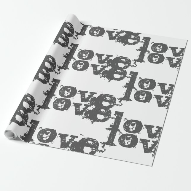 schöne LIEBE GRAU SCHWARZE Wrapping Paper Geschenkpapier (Ungerollt)