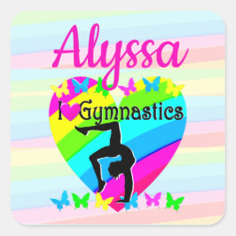 SCHÖNE LIEBE GYMNASTICS FÜR DESIGN QUADRATISCHER AUFKLEBER
