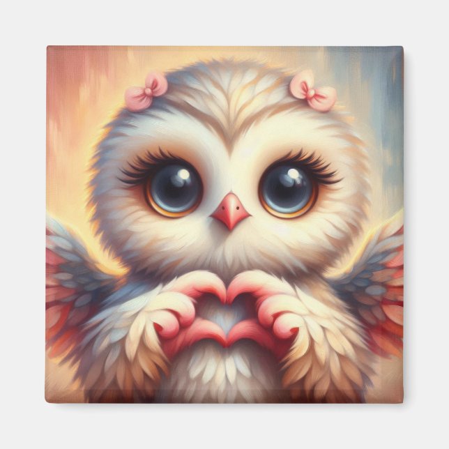 Schöne Liebe Herz Owl Magnet (Vorne)