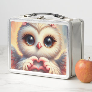 Schöne Liebe Herz Owl Metall Brotdose