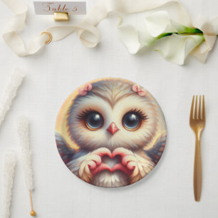 Schöne Liebe Herz Owl Pappteller