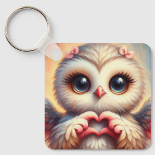 Schöne Liebe Herz Owl Schlüsselanhänger