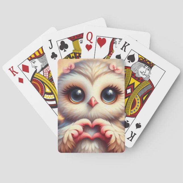 Schöne Liebe Herz Owl Spielkarten (Rückseite)