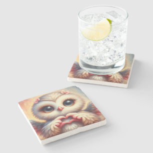 Schöne Liebe Herz Owl Steinuntersetzer