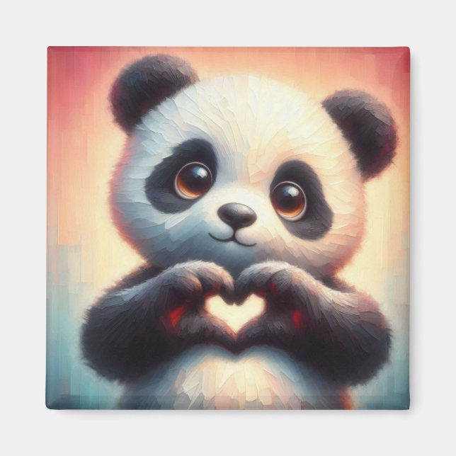 Schöne Liebe Herz Panda Magnet (Vorne)