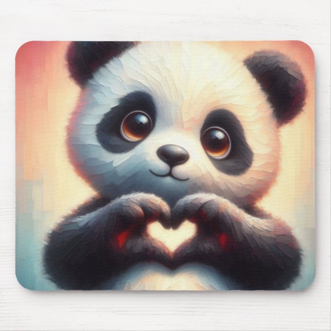 Schöne Liebe Herz Panda Mousepad (Vorne)