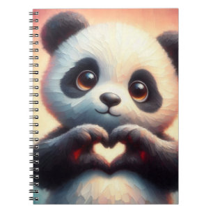 Schöne Liebe Herz Panda Notizblock
