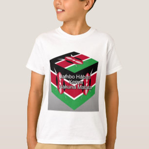 Schöne liebe kenianische Flaggen-Würfel mit Gruß T-Shirt