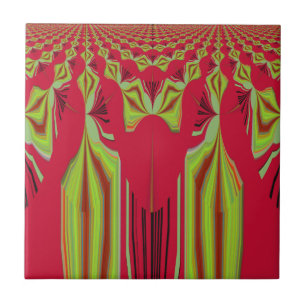 Schöne, liebevoll rote und gelbe afrikanische Trib Fliese