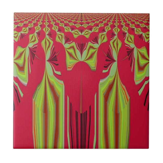 Schöne, liebevoll rote und gelbe afrikanische Trib Fliese (Vorderseite)