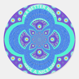 Schöne Liebliche Afrikanische Blaue Mandala Flora Runder Aufkleber