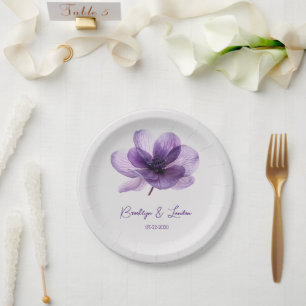 Schöne Lila Blume Hochzeit Pappteller