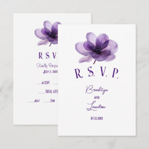 Schöne Lila Blume Hochzeit RSVP Karte