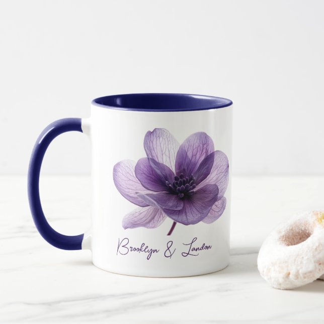 Schöne Lila Blume Hochzeit Tasse (Mit Donut)