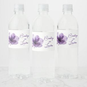 Schöne Lila Blume Hochzeit Wasserflaschenetikett