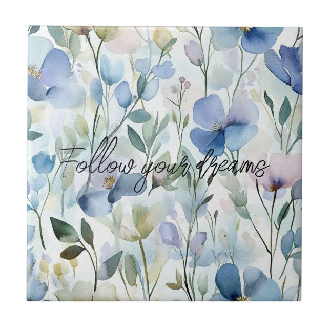 Schöne lila Blumen  Fliese (Vorderseite)