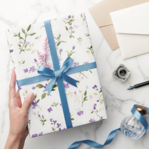Schöne lila Blumen Geburtstag Geschenkpapier
