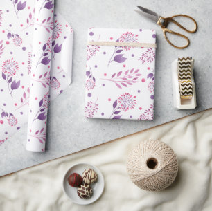 Schöne lila Blumen Hochzeitsgeschenkpapier Geschenkpapier