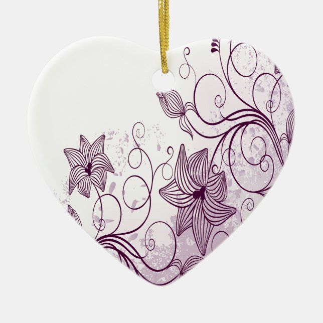 Schöne lila Blumen Keramik Ornament (Vorne)