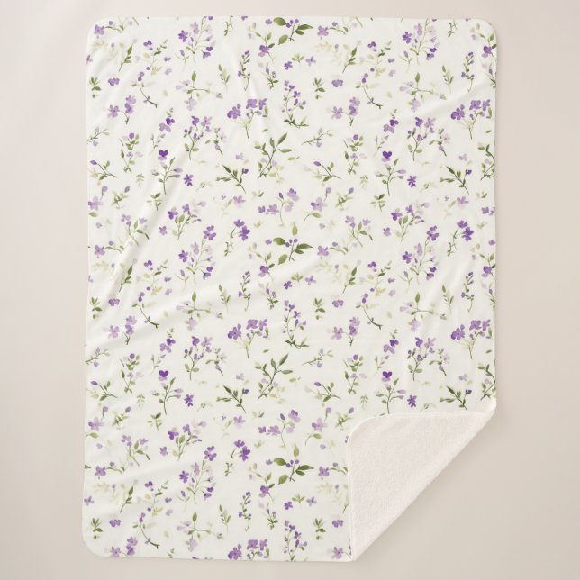 Schöne lila Blumen Sherpadecke (Vorderseite)